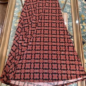 LuLaRoe Black Maxi Skirt with Red Tile Pattern
